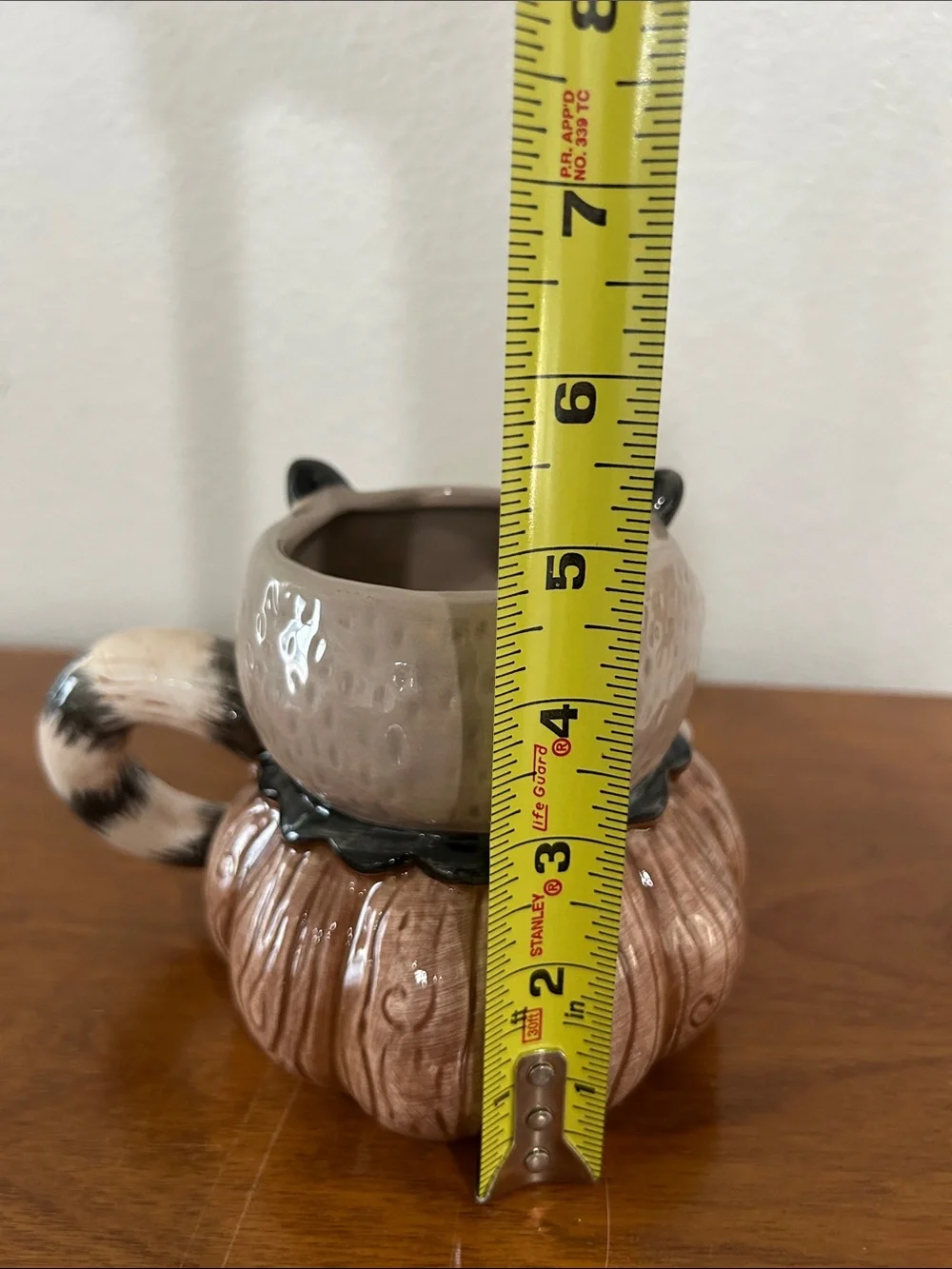 Johanna Parker Fall Handcrafted Brown Raccoon Ceramic Mug with Berry Accent